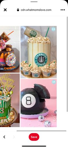 the instagram page shows photos of cakes, cupcakes and other items