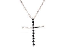 Pompeii3 Black Round Diamond Solid 14 Karat White Gold Cross Pendant Necklace #Sponsored #Solid, #Ad, #Diamond, #Black White Gold Necklace With Black Diamonds For Gift, Black Diamond Cut Sterling Silver Jewelry, Black Sterling Silver Diamond Cut Jewelry, Black Diamond Necklace With Single Cut Diamonds As Gift, Black Sterling Silver Jewelry With Diamond Cut, Silver Cross Pendant Necklace With Prong Setting, Black Necklace With Single Cut Diamonds For Formal Occasions, Anniversary Necklace With Black Diamonds, Black Pendant Jewelry With Diamond Accents