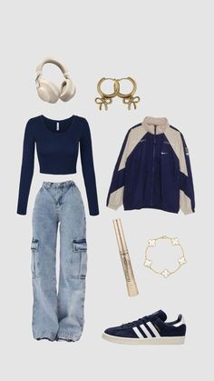 downtown navy blue + cream fit! #aesthetic #navyblue #fyp #popular #downtown Navy Blue Outfit Winter, Navy Bottoms Outfit, Cute Navy Blue Outfits, Navy Blue And Cream Aesthetic, Navy Blue Top Outfit Ideas, Navy Aesthetic Outfit, Navy Blue Outfits Aesthetic, Cream And Blue Outfits, Trendy Navy Tops For Streetwear