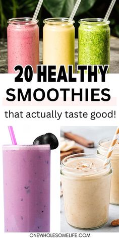 Collage of healthy smoothie recipes.