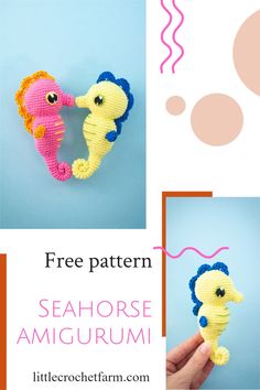 the seahorse amigurum is made with crochet and yarn, it's easy to make