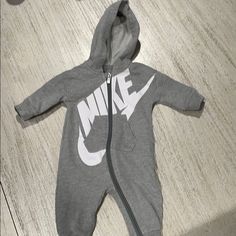 Cozy Baby Boy Romper From Nike. Never Worn- Tags Cut Off And Washed Gray Cotton Onesie For Winter, Nike Cotton Onesie For Loungewear, Nike Casual Long Sleeve Onesie, Nike Casual Onesie For Playtime, Casual Nike Onesie For Playtime, Nike Romper, Baby Boy Romper, Boys Romper, Kids Nike