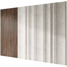 an image of a wall that is made out of concrete and wooden slatted panels