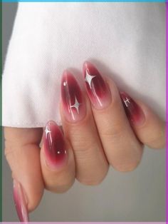 Dark Red Aura Nails, Aura Nails Red, Red Aura Nails, Pastel Pink Nails, Dark Pink Nails, Korean Nail, Aura Nails, Korean Nail Art