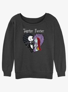 Disney The Nightmare Before Christmas Jack and Sally Together Forever Womens Slouchy Sweatshirt | BoxLunch Night Before Christmas Sweater, Gifts Wishlist, Nightmare Before Christmas Clothing, Nightmare Before Christmas Shirts, Plus Size Disney, Jack Skeleton, The Nightmare Before Christmas Jack, Slouchy Sweatshirt, Disney Clothes