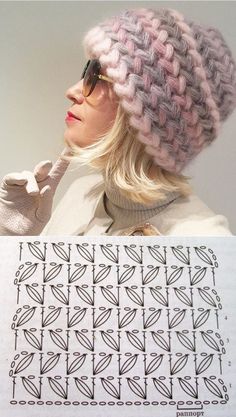 a woman wearing a knitted hat and glasses is looking at something on the screen