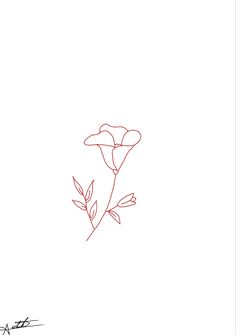 a drawing of a single flower on a white background