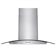 a stainless steel range hood with the words tranay on it's front side