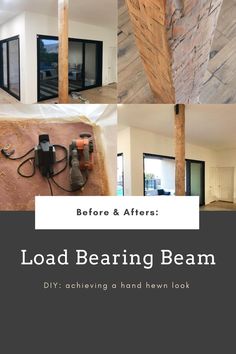 the before and afters of a home remodeling project with wood beams