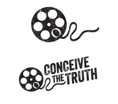 two logos with the words, conceive the truth and an image of a film reel