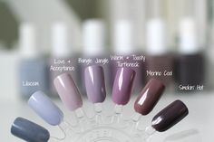 This winter I've been all about greyed out purple shades. So much so, that out of these 6 polishes, 5 of them were added to my collection... Nail Colors Winter, Gel Nail Colors, Fall Nail Colors, Kourtney Kardashian, Khloe Kardashian, Love Nails