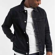 Never Worn Shirt Jackets, Black Denim Jacket, Black Denim, Shirt Jacket, Mens Jackets, Denim Jacket, Jackets & Coats, Man Shop, Gifts