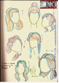 a drawing book with different types of hair