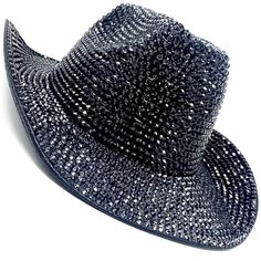 New, Handmade Cowboy/Cowgirl Hat! Introducing Our Exquisite Diamond Rhinestone Sequin Rave Cowboy Hat. Dazzle In Style With This Women Rhinestone Cowboy Hats, The Epitome Of Western Elegance And Luxury. Crafted With Care From A Cotton-Poly Blend, This Hat Is One Fit Most, Designed For A Head Circumference Of 22”- 24”, Ideal For Sizes 7 To 7 3/8 (56-59 Cm). Each Hat, Handcrafted With Precision, Is A Dazzling Headpiece That Shines As Bright As The Western Sun. Perfect For Bachelorette Parties, Far Trendy Party Hats With Rhinestones, Trendy Rhinestone Party Hats, Black Brimmed Hat With Rhinestones, Black Wide Brim Hat With Rhinestones, Rave Cowboy, Rhinestone Cowboy Hat, Mad Hatter Cosplay, Cowgirl Hats Western, Rhinestone Cowboy