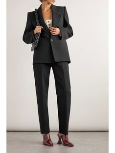 BOTTEGA VENETA Cotton-blend jacket | NET-A-PORTER Chic Structured Winter Suits, Chic Structured Suits For Winter, Chic Structured Suits For Work, Chic Structured Outerwear With Pressed Crease, Modern Evening Suits For Fall, Sleek Suits With Structured Boning For Work, Chic Tailored Outerwear With Pressed Crease, Timeless Structured Fall Suits, Fall Structured Timeless Suit