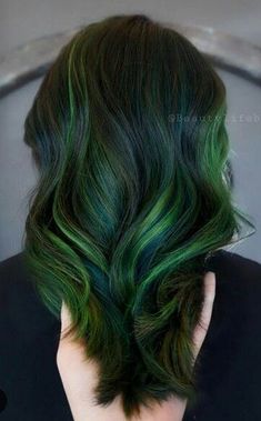 Dark Green Highlights, Fox Hair Dye, Black To Blonde Hair, Arctic Fox Hair Dye, Oil Slick Hair, Highlights Ombre