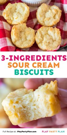 3 ingredient sour cream biscuits with text overlay