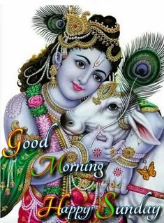 lord ganeshi with his cow on the occasion of good morning and happy sunday