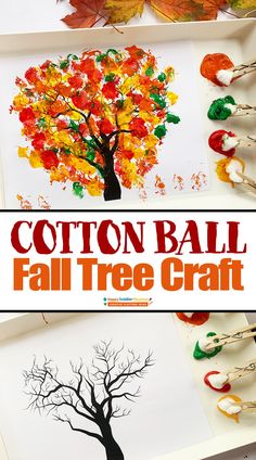 fall tree crafts for kids to make with cotton balls