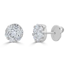 These charming 18kt white gold round stud earrings showcase 1.79cts of round diamonds, expertly set in rosette groupings to create the look of much larger stones. Handcrafted in Italy by ZYDO Italian Jewelry.Diamond Quality: Color F, Clarity VSDiamond Carat Weight: 1.79Dimension: Width: 3/8 in. White Gold Earrings Studs, Italian Jewelry, Diamond Settings, Round Stud Earrings, Jewelry Diamond, Classic Chic, Pendant Rings, Ring Collections, Boutique Jewelry