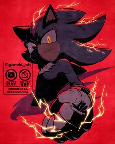 an image of a sonic the hedgehog character on a red background with lightning bolts