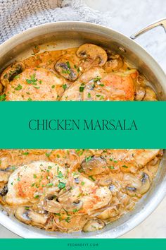 Chicken marsala sits in a skillet on a tan colored surface. Restaurant Chicken, Fed And Fit, Fit Recipes, Marsala Chicken Recipes, Restaurant Order, Anniversary Dinner, Chicken Marsala, Italian Dishes, Own Home