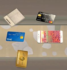 several different types of credit cards and cell phones