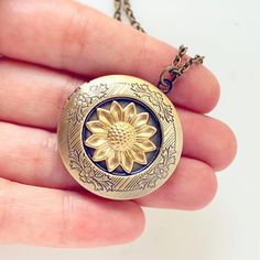 Sunflower Necklace Locket Floral Flower Jewelry Photo Locket Keepsake Gift for Women Heart Shaped Locket, Necklace Locket, Sunflower Jewelry, Dragon Earrings, Sunflower Necklace, Locket Pendant Necklace, Jewelry Website, Silver Dragon, Photo Locket