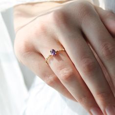 Amethyst Gold Ring, best for Engagement, Wedding or Gift, Purple Gemstone 14K Solid Gold Ring. Material: 14K Gold Karat: 14 Karats Gold (585) Gemstone: Amethyst BEST CHOİCE FOR GIFT🎁 You can buy the best gifts for your loved ones from this shop with our special packaging that we use for each product. DELIVERY🚀 Your order will be crafted and ready to ship within 1 - 5 business days.We use express shipping for all orders.Please contact us if you have any urgency. Estimated delivery time: USA 1-3 days EU   1-3 days AUSTRALİA  2-7 days CANADA  2-4 days Other 2-8 days Lavender Birthstone Ring In Fine Jewelry Style, 14k Gold Amethyst Ring For Wedding, Lavender Amethyst Ring In 14k Gold For Wedding, Fine Jewelry Lavender Birthstone Ring, Lavender Birthstone Ring Fine Jewelry, Purple Sapphire Promise Ring In Fine Jewelry, Purple Sapphire Ring For Promise, Dainty Amethyst Gemstone Ring For Anniversary, Lavender Crystal Birthstone Ring For Anniversary