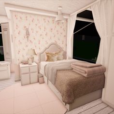 Bloxburg Coquette Aesthetic Bedroom Design Pale Pink Bloxburg Rp House, Teen Room Bloxburg, Bloxburg Kids Room, Bloxburg Coquette, Modern House Bloxburg, Interior Bloxburg, Bloxburg Wallpaper, Bloxburg Rp, Bloxburg Home