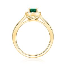 Ross-Simons - .40ct Emerald Ring, .10ct t. w. Diamonds in 14kt Yellow Gold. Size 8. Boasting a classic halo design, this exceptional gemstone ring presents a verdant .40 carat round emerald wreathed by .10 ct. t. w. round brilliant-cut diamond sparkle. Finely crafted in polished 14kt yellow gold. 1/4" wide. Diamond and emerald ring. Emerald birthstones are the perfect gift for May birthdays. Formal Emerald Ring With Halo And Round Cut, Formal Emerald Ring With Halo, Formal Emerald Halo Ring With Round Cut, Classic Yellow Gold Emerald Ring With Halo, Emerald Ring With Diamond Halo Design, Emerald Diamond Halo Ring With Round Cut, Emerald Halo Diamond Ring Round Cut, Classic Yellow Gold Emerald Ring With Halo Setting, Formal Emerald-cut Birthstone Ring With Halo Setting