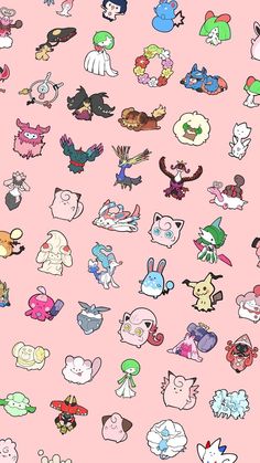 an image of many different stickers on a pink background with the same color as it appears