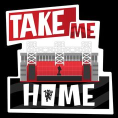 the words take me home are displayed in front of an image of a stage with red seats