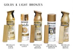 golds and light bronzes are the most popular metallic paint colors for home decor