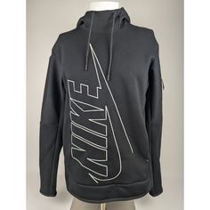 Nike Tech Fleece Swoosh Graphic Logo Pullover Hoodie Black White Men's Size Small New With Tags Nike Techwear Hoodie For Streetwear, Techwear Sports Fleece Hoodie, Black Techwear Sweatshirt For Sports, Sports Sweatshirt With Kangaroo Pocket, Black Sports Sweatshirt With Kangaroo Pocket, Black Hoodie With Kangaroo Pocket For Sports Season, Fleece Hoodie For Winter Sports, Athleisure Style, Fleece Hoodie For Winter Sports In Athleisure Style, Athleisure Fleece Hoodie For Winter Sports