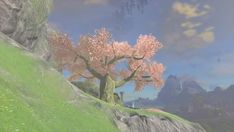 an animated image of a tree on top of a hill