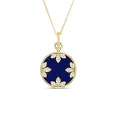 Roberto Coin Jewelry - Medallion 18K Yellow Gold Charms Lapis & Diamond Necklace | Manfredi Jewels Luxury Medallion Necklace With Brilliant Cut, Luxury Medallion-shaped Jewelry With Brilliant Cut, Luxury Brilliant Cut Medallion Jewelry, Luxury 14k Gold Medallion Diamond Necklace, Detachable Round Diamond Pendant Necklace, Yellow Gold Diamond Necklace With Detachable Pendant, Luxury Medallion Diamond Necklace, Yellow Gold Medallion With Pave Setting, Yellow Gold Medallion Jewelry With Pave Setting