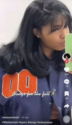 Black Hair 90s Braids, 90s Bangs Hairstyles Black Women, Chinese Bangs Black Women Natural Hair, 90s Bangs Black Women, Silk Press Natural Hair Mid Length, Cute 90s Hairstyles For Short Hair, Silk Press With Bangs Natural Hair, Black Straight Hair Styles, Round Face Black Women Hairstyles