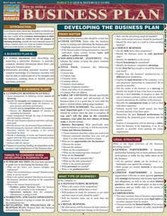 a business plan is shown on a poster with the words,'developing the business plan '