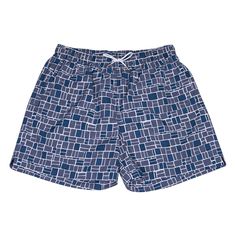 Hermes limited edition Men's Swim Trunks. Blue, Grey, and White Mosaique H print. Elastic waist and silver metal tipped white drawstring. 2 front pockets and 1 rear pocket with Clou de Selle snap. Lined in white. Fabric is nylon; lining is nylon and elastane. final sale SWIM TRUNK SIZE L PANT MEASURES: LENGTH 18" WAIST 15" HIP 21.5" INSEAM 5" RISE 11.5" CONDITION: NEW or NEVER WORN Hermes Limited Edition, Hermes Men, Jane Birkin, Mens Swim Trunks, Man Swimming, White Fabric, Swim Trunks, Swim Trunk, Grey And White