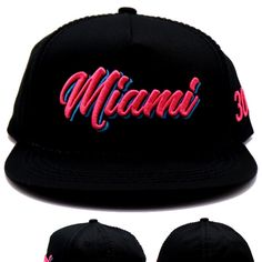 Brand New 100% Polyester Free Style Miami Strapback Flatbilled Hat. Miami Script On A Multi Colored Pink And Teal Blue Crown. 305 Area Code On Side. Great Look With Art Deco Colored Theme. Each Hat Is Unique And Should Be Considered 1 Of 1. One Size Fits Most. Miami Strapback Hats Like These Usually Retail For $29 Plus Shipping, But You Can Take Advantage Of This One For Only $20 With Free Domestic Priority Mail Shipping!!! Hat Has Logos And Letters On Crown Embroidered, Stitched On. Let's Go, M Pink Snapback Hat With Letter Print And Curved Bill, Pink Letter Print Snapback Hat With Curved Bill, Pink Adjustable Snapback Hat For Streetwear, Adjustable Pink Snapback Hat For Streetwear, Pink Snapback Hat With Letter Print, Hip Hop Pink Snapback Hat, Pink Baseball Cap With Letter Print And Flat Bill, Pink Flat Bill Baseball Cap With Letter Print, Pink Snapback Hat For Streetwear With Flat Brim