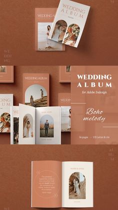 the wedding album is open and ready to be used as a brochure or book