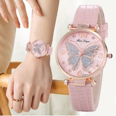 Best Women's Watches Butterfly Diamond Dial Design Women Quartz Watches Fashion Casual Ladies Wristwatches Simple Woman Leather Clock Montre Femme Watch Movement: Quartz Watch Watch style: simple, casual, fashionable Case diameter: 32 mm Dial thickness: 8 mm Strap width: 15 mm Strap length: 240 mm (including case) Strap material: leather Head material: alloy Product packaging: OPP bag Butterfly Watch, Liberia, Dress Watch, Women Wrist Watch, Women's Watch, Armenia, Botswana, Barbados, Latvia