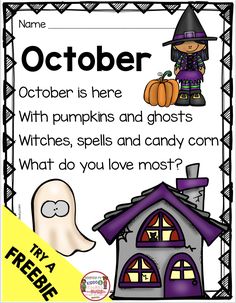 a halloween themed poster with the words october