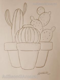 a drawing of a cactus in a pot