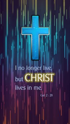 a blue cross with the words i no longer live, but christ lives in me