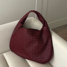 Large Burgundy Shoulder Bag for Women Cherry Red Vegan Leather Woven Burgundy Purse Hobo Dumpling Bag Maroon Travel Handbag Braided Purse - Etsy Cheap Red Hobo Bag For Travel, Luxury Red Hobo Bag With Detachable Handle, Luxury Red Hobo Bag With Main Compartment, Luxury Red Hobo Bag For Travel, Luxury Red Hobo Bag For Formal Occasions, Luxury Burgundy Shoulder Bag With Zipper Closure, Luxury Burgundy Shoulder Bag With Leather Handles, Luxury Burgundy Bag With Leather Handles, Luxury Soft Leather Red Hobo Bag