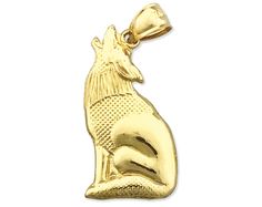 "This 14k gold howling coyote charm pendant is a remarkable keepsake addition to your animal jewelry collection. Pendant is crafted out of polish finish with open back design; it measures 9/16\" wide by 1 1/8\" high and weighs approximately 3.8 grams. SKU# 2715 IMPORTANT NOTE: This pendant is NOT recommended for a charm bracelet but it makes the perfect necklace! -- AVAILABILITY -- * Made-to-Order * FREE First Class Mail Shipping * Available in Yellow or White Gold * Jewelry Box Included -- SPEC Howling Coyote, White Gold Jewelry, Back Design, Animal Jewelry, The Beast, Jewelry Plate, Custom Jewelry, Charm Pendant, Or Rose