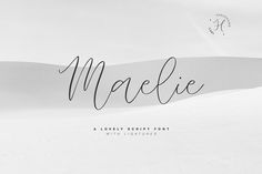 the word maelie written in cursive writing on a white background with snow