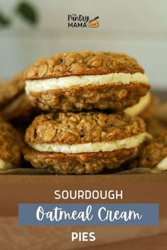 three oatmeal cream pies stacked on top of each other